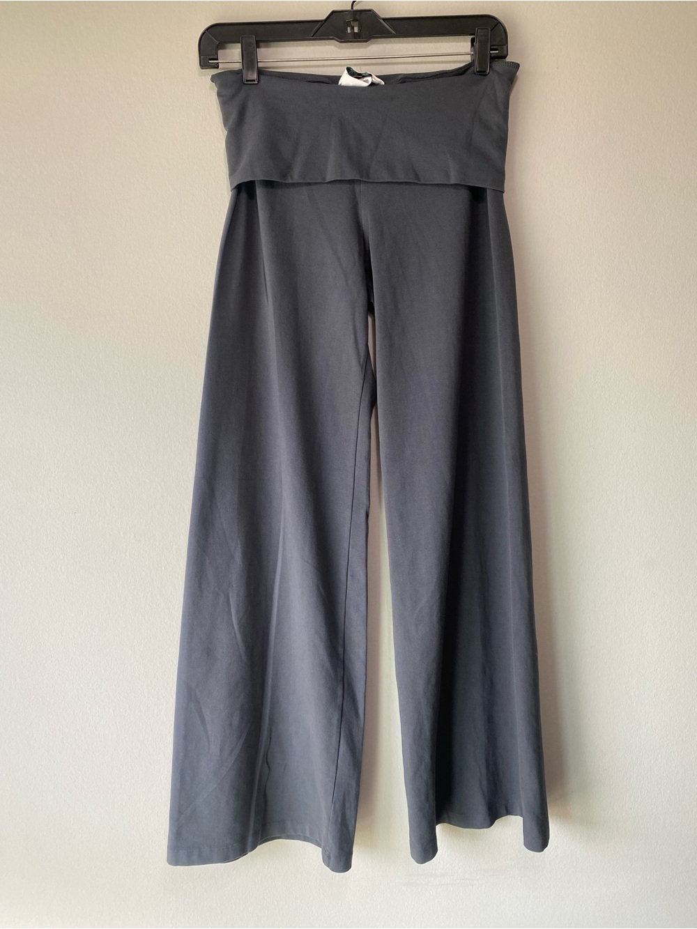 Hard Tail Fold-Over Waist Wide-Leg Pants - Charcoal Gray